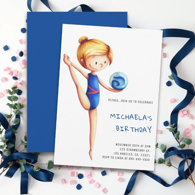 Invitación Chica lindo Gimnasia rítmica fiesta de cumpleaños (Subido por el creador)