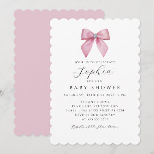 Invitación Chica Lindo Lazo Rosa Baby Shower