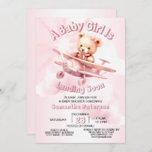 Chica lindo piloto de oso bebé piloto avión rosado