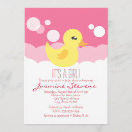 Invitación Chica lindo Rubber Ducky Baby Shower