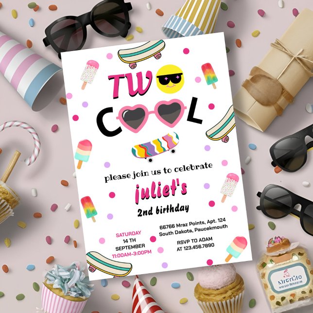 Invitación chica lindo verano dulce dos refrescantes cumpleañ (Subido por el creador)