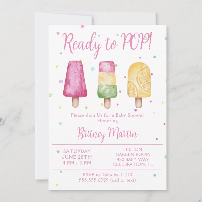 Invitación Chica listo para usar Baby Shower de verano (Anverso)