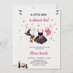 Invitación Chica Little Boo Halloween Clothesline Baby Shower