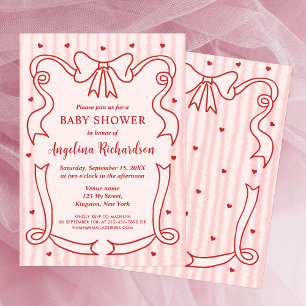 Invitación Chica Lluvia de Bebé Arco Rosa Caprichoso Marco On
