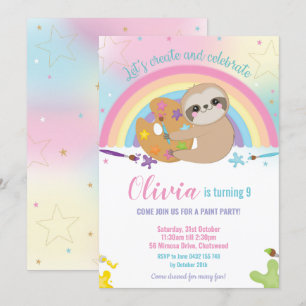 Invitación Chica marchosa linda del cumpleaños de la pintura