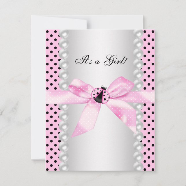 Invitación Chica Mariposa Rosa Dulce Fiesta de Bebé (Anverso)