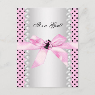 Invitación Chica Mariposa Rosa Dulce Fiesta de Bebé