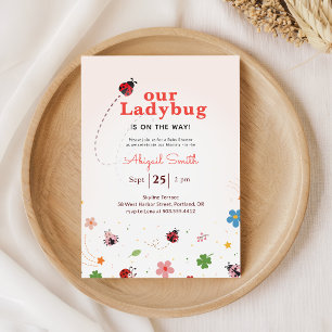 Invitación Chica Mariquita Flor Silvestre Baby Shower