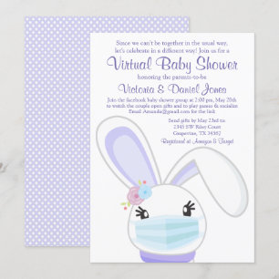 Invitación Chica Máscara de Conejo Correo Baby Shower Virtual