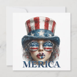 Invitación Chica Merica, 4 de julio Chica de Glam con estrell