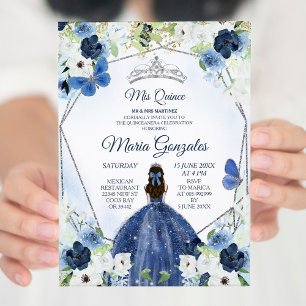 Invitación Chica mexicano de plata y marina dulce 16