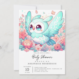 Invitación Chica Minimalista Owl Baby Shower
