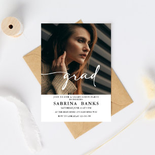 Invitación Chica minimalista trendy fiesta de graduación Gra