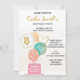 Invitación Chica Moderna Globos de Oro Fiesta de Cumpleaños I
