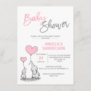 Invitación Chica moderna y educada, mami elefante y Baby Show