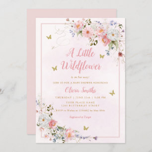 Invitación Chica moderno Boho Rubor Pink Wildflower Baby Show