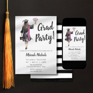 Invitación Chica moderno de moda invita a graduados