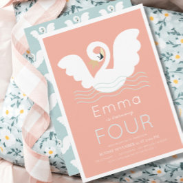 Invitación Chica moderno rosa de la Princesa de Swan Cumpleañ
