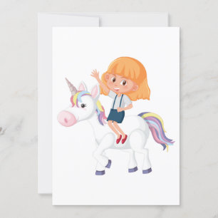 Invitación Chica Montando Un Unicornio