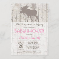 Chica Moose Invitó a Baby Shower a un bosque rústi