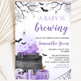 Invitación Chica Morada Una Bebé se Está Preparando Regalo de