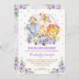 Invitación Chica morado Jungle Safari Baby Shower