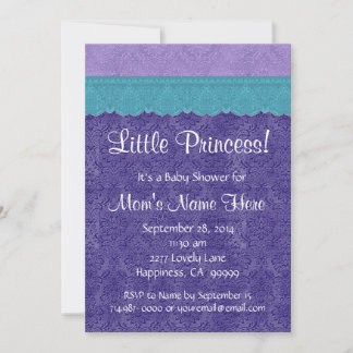 Invitación Chica morado Verde azulado Princesa pequeña Baby S