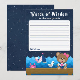 Invitación Chica náutico lleva palabras de sabiduría rosadas