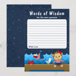 Invitación Chica náutico Mono Rojo y palabras de sabiduría de