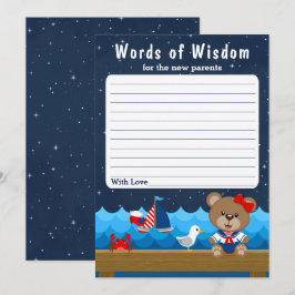 Invitación Chica náutico usa palabras de sabiduría rojas y na