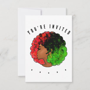 Invitación Chica negra panafricana mujer orgullo afro verde r