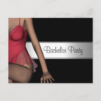 Invitación Chica Negra Plateada de Despedida de Soltero