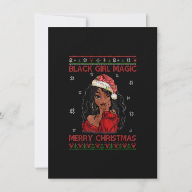 Invitación Chica negro magia Feliz Navidad afroamericano (Anverso)