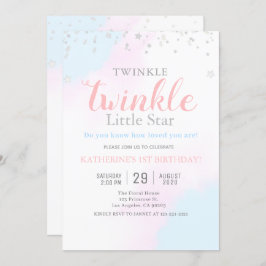 Invitación Chica Neutral de Estrella Pequeña Twinkle y cumple