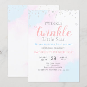 Invitación Chica Neutral de Estrella Pequeña Twinkle y cumple