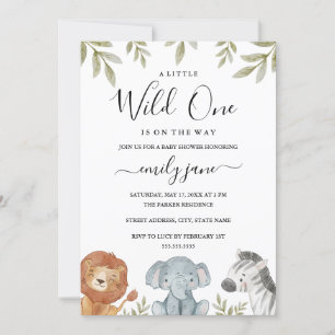 Invitación Chica Niña Bebé Safari Tiernos Animales Fiesta de