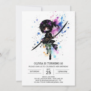 Invitación Chica Ninja Personalizado digital Cumpleaños
