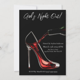 Invitación Chica Noche fuera-Stiletto con vino
