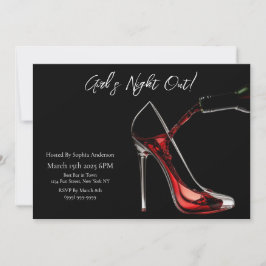 Invitación Chica Noche fuera-Stiletto con vino