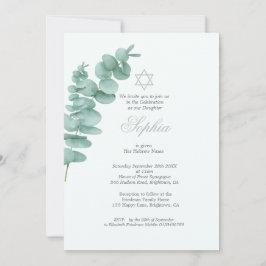 Invitación Chica Nomenclatura del Niño Eucalyptus Verdor Hebr