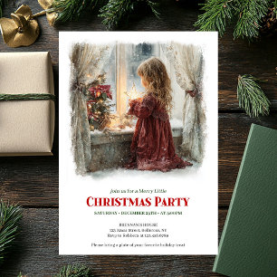 Invitación Chica nostálgica espera la Navidad digital de Sant
