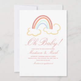 Invitación Chica Nube Arcoíris Doodle Baby Shower 