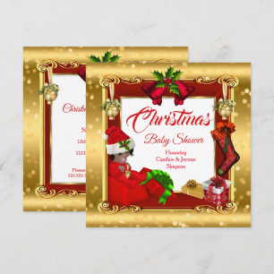 Invitación Chica o Chico de Navidad Box de regalo Roja Dorada