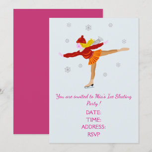 Invitación Chica o fiesta de patinaje sobre hielo