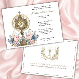 Invitación Chica o niño eucaristero de la comunión floral cat