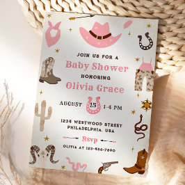 Invitación Chica occidental Baby Shower de Cowboy Wild West R