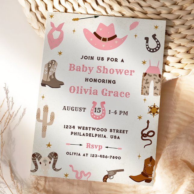 Invitación Chica occidental Baby Shower de Cowboy Wild West R (Subido por el creador)