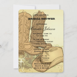 Invitación Chica occidental boota a Gorra ducha de novia