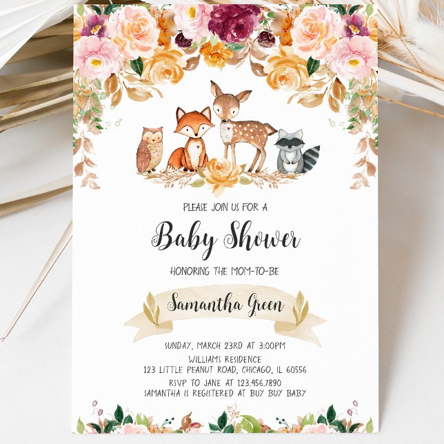 Invitación Chica Otoño Bosque Baby Shower (Subido por el creador)