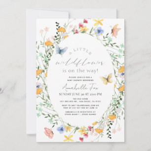 Invitación Chica Oval de mariposa flor silvestre pequeño Baby